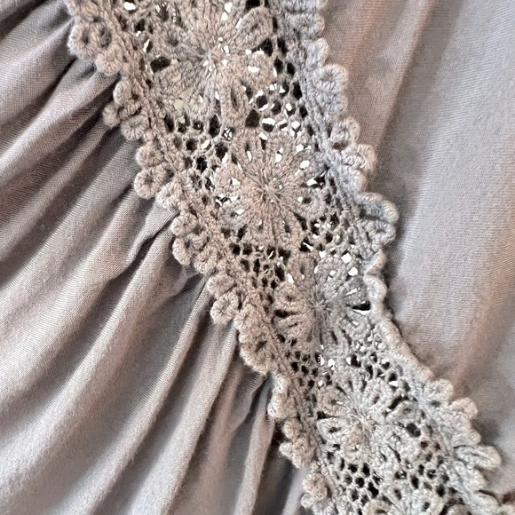 She + Sky Blue gray mini dress cotton crochet size L - Picture 5 of 12